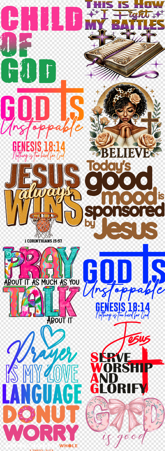 22x 60 Christian  Gang Sheet  Transfer