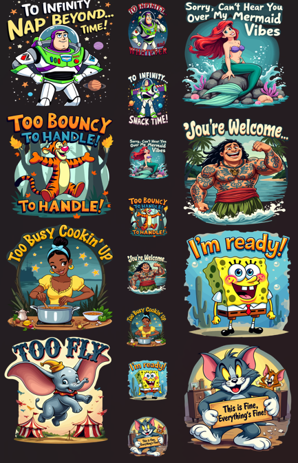 22x36 Cartoon Youth (8 Chest, 8 Pockets) Gang Sheet Transfer