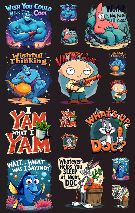 22x36 Cartoon Youth (8 chests, 8 pockets) Gang Sheet Transfer