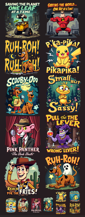 22x60 Cartoon Adult (10 Chest, 8 Pockets) Gang Sheet Transfer