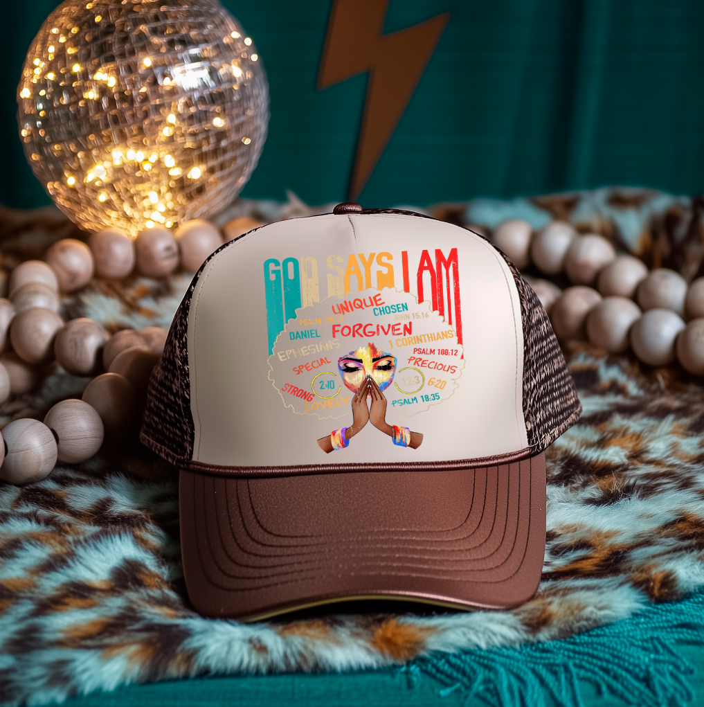 3 inch God Says I am Hat Transfers