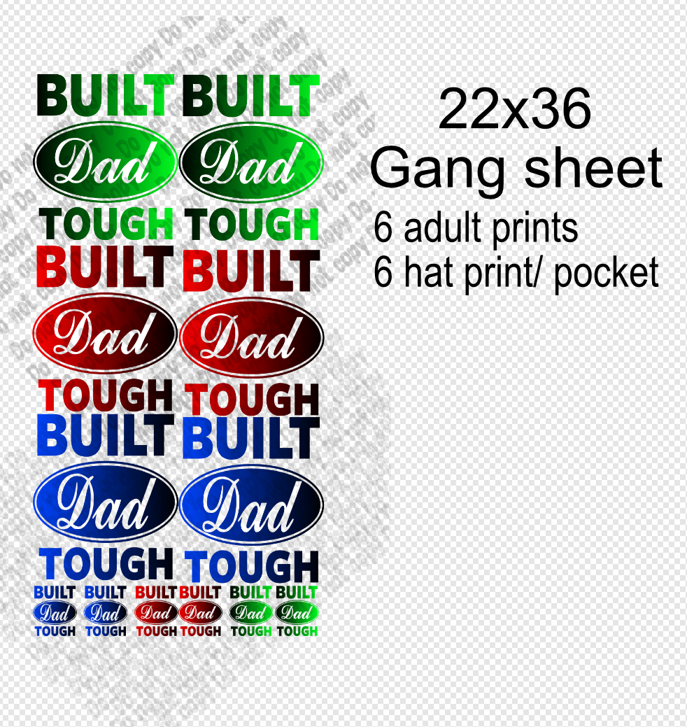 22x36 Built Dad Tough Gang Sheet Transfers