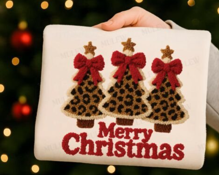 Latch Hook Yarn Faux Merry Christmas DTF Transfers