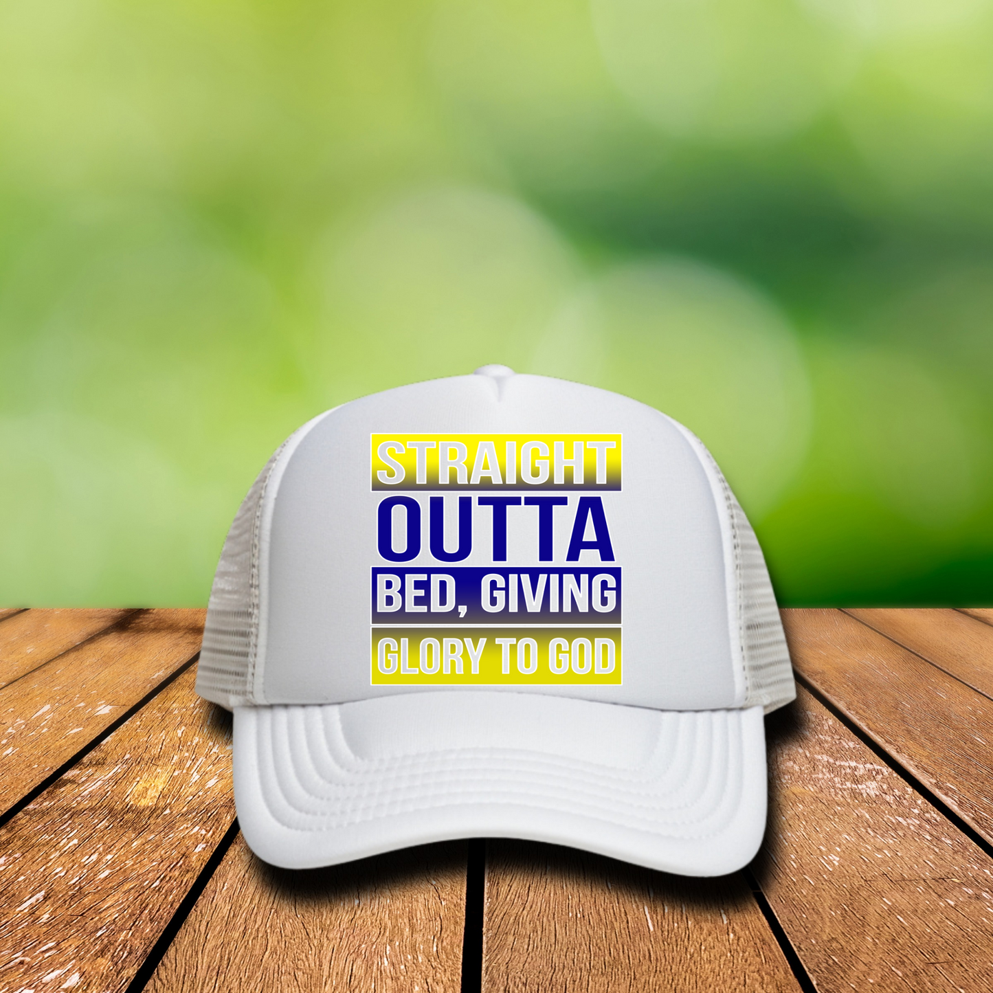 Blue Straight out the Bed and Giving God Glory Hat Transfers