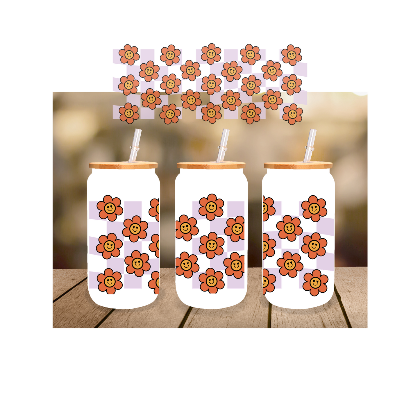 Retro Flowers 16 oz Libby Wrap