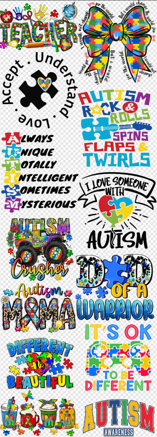 22x60 Autism 2 Gang Sheet Transfer