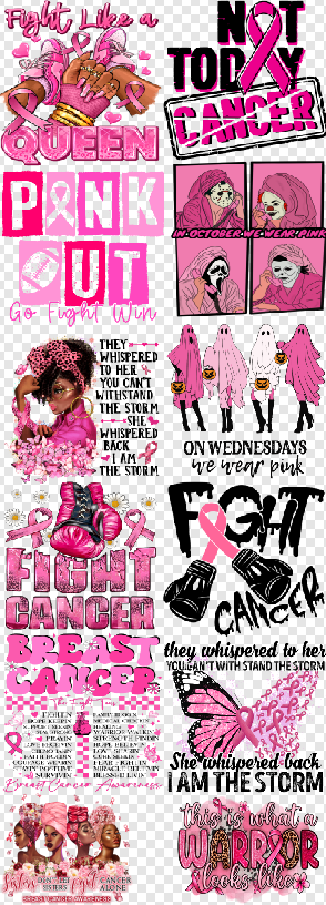 22x60 Breast Cancer Sheet DTF Gang Sheet (Cold Peel)