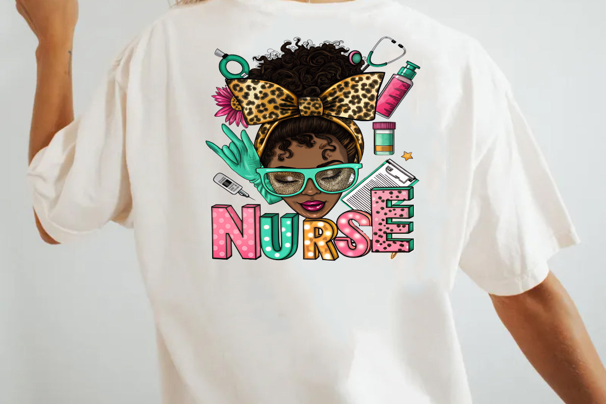 Messy Bun Nurse DTF TRANSFER
