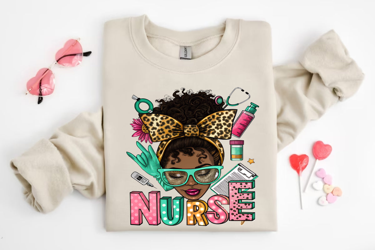 Messy Bun Nurse DTF TRANSFER