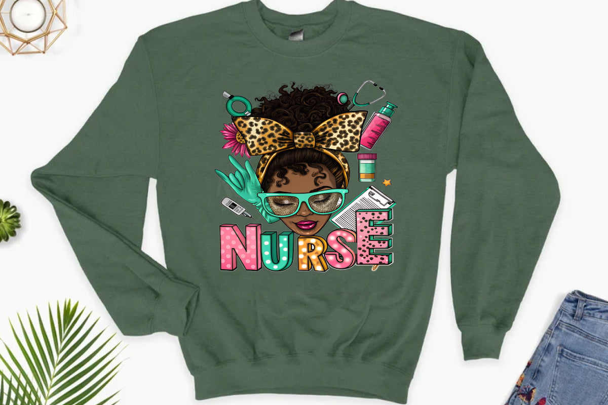 Messy Bun Nurse DTF TRANSFER