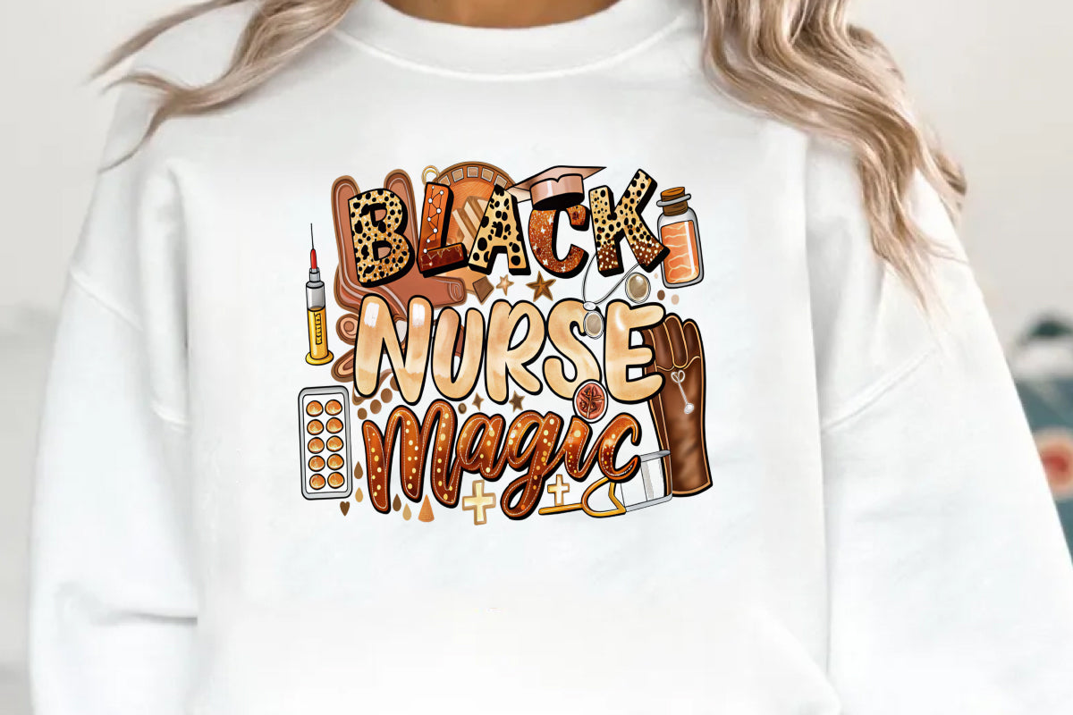 Black Nurse Magic DTF TRANSFER