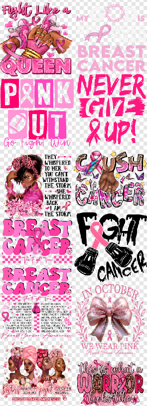 22x60 2 Breast Cancer Sheet DTF Gang Sheet (Cold Peel)