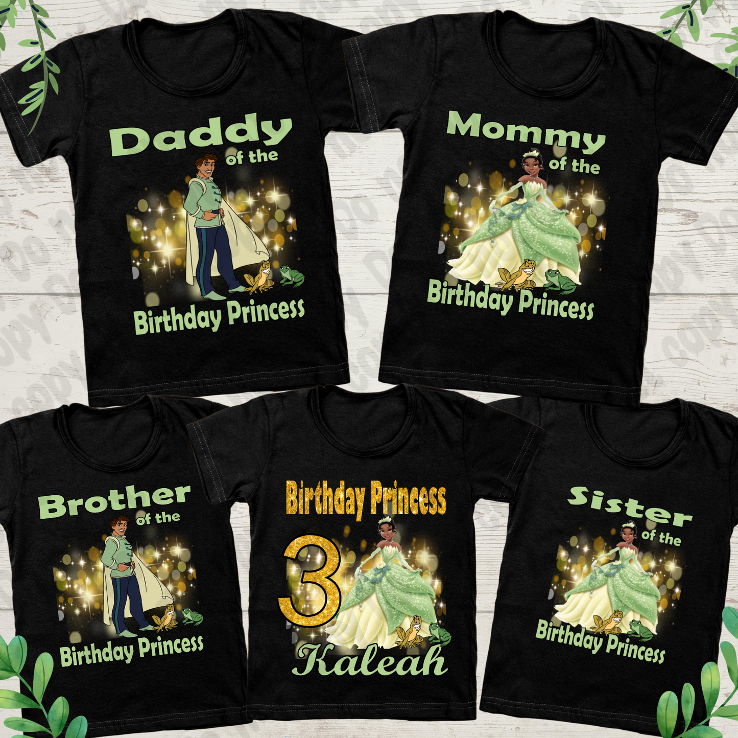 Gold Princess Tiana Family Birthday Bundle PNG