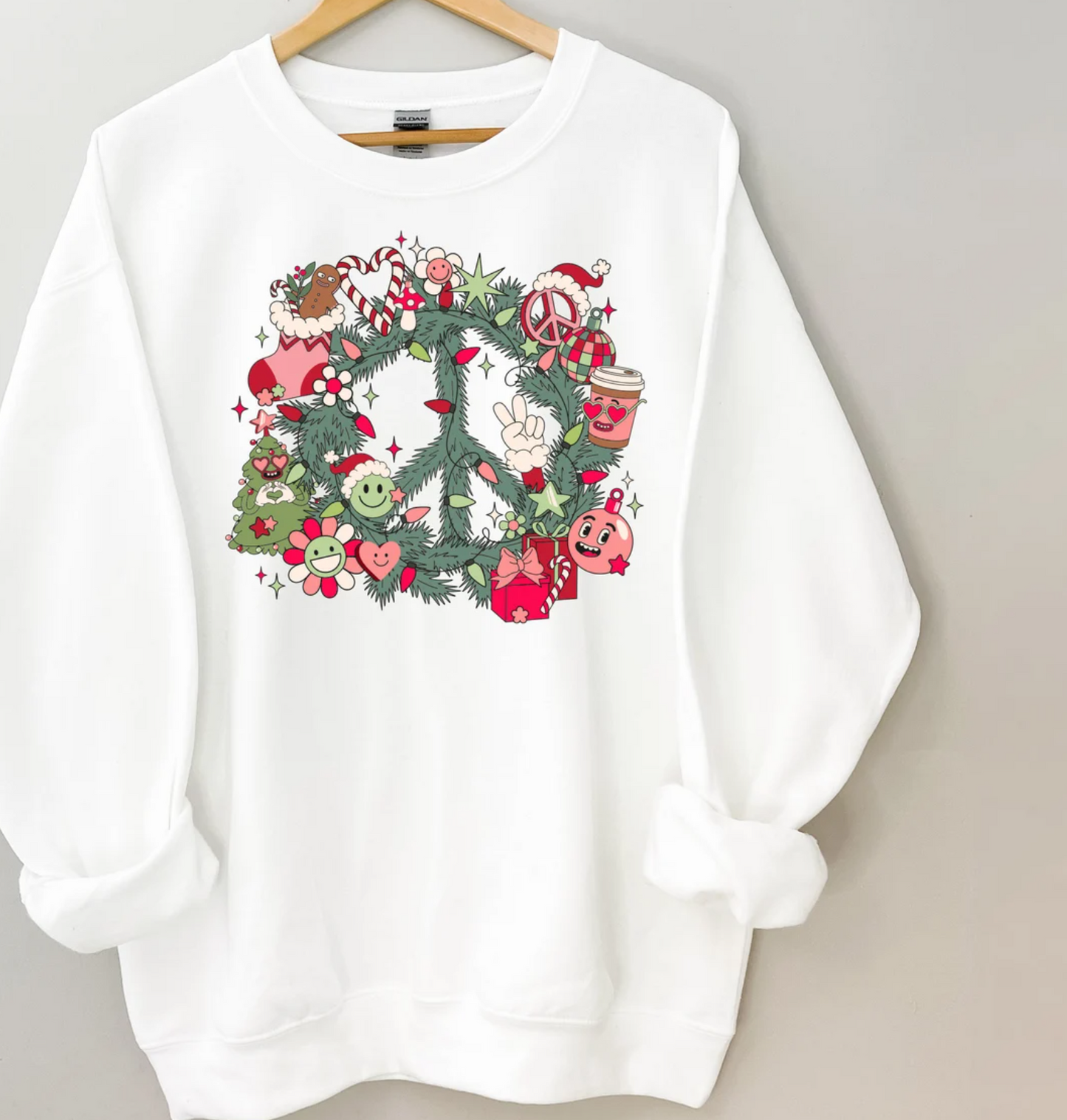 Retro Christmas Wreath Transfer