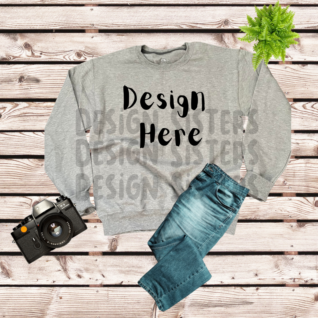 Grey Sweatshirt Gildan 18000 Mockup, Sport Grey Gildan Mockup/ PNG/