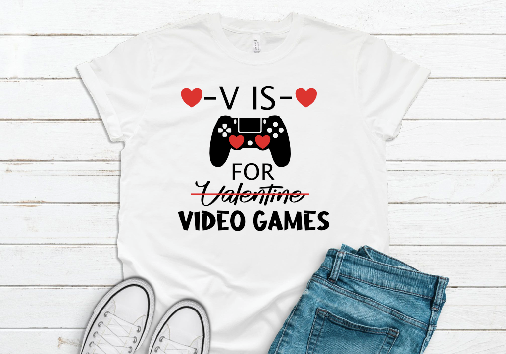 V is for Valentine Nope Video Games PNG and SVG
