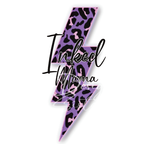 Inked Mama Purple Leopard Lighting Bolt PNG