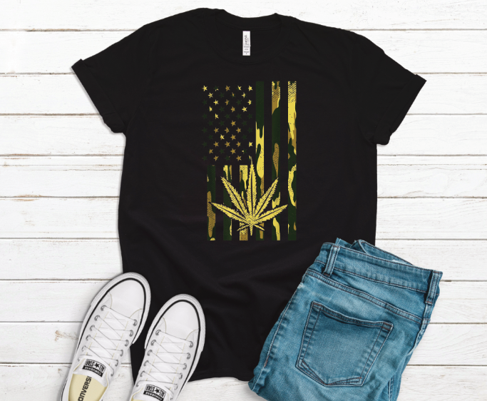 Camo American Cannabis Flag Transfer