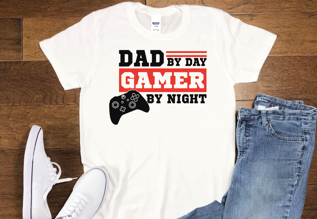 Dad By Day Gamer By Night (Red or Green) Transfer