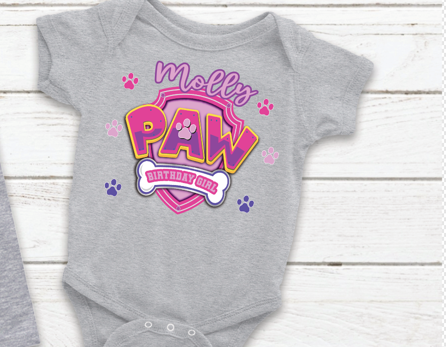 Sky From PawPatrol Birthday Transfer Front and Back (Please Read Description)