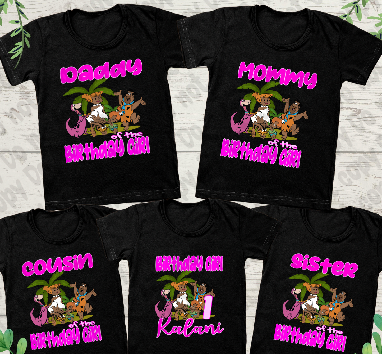Flint Stone Family Birthday Bundle (Girl) PNG