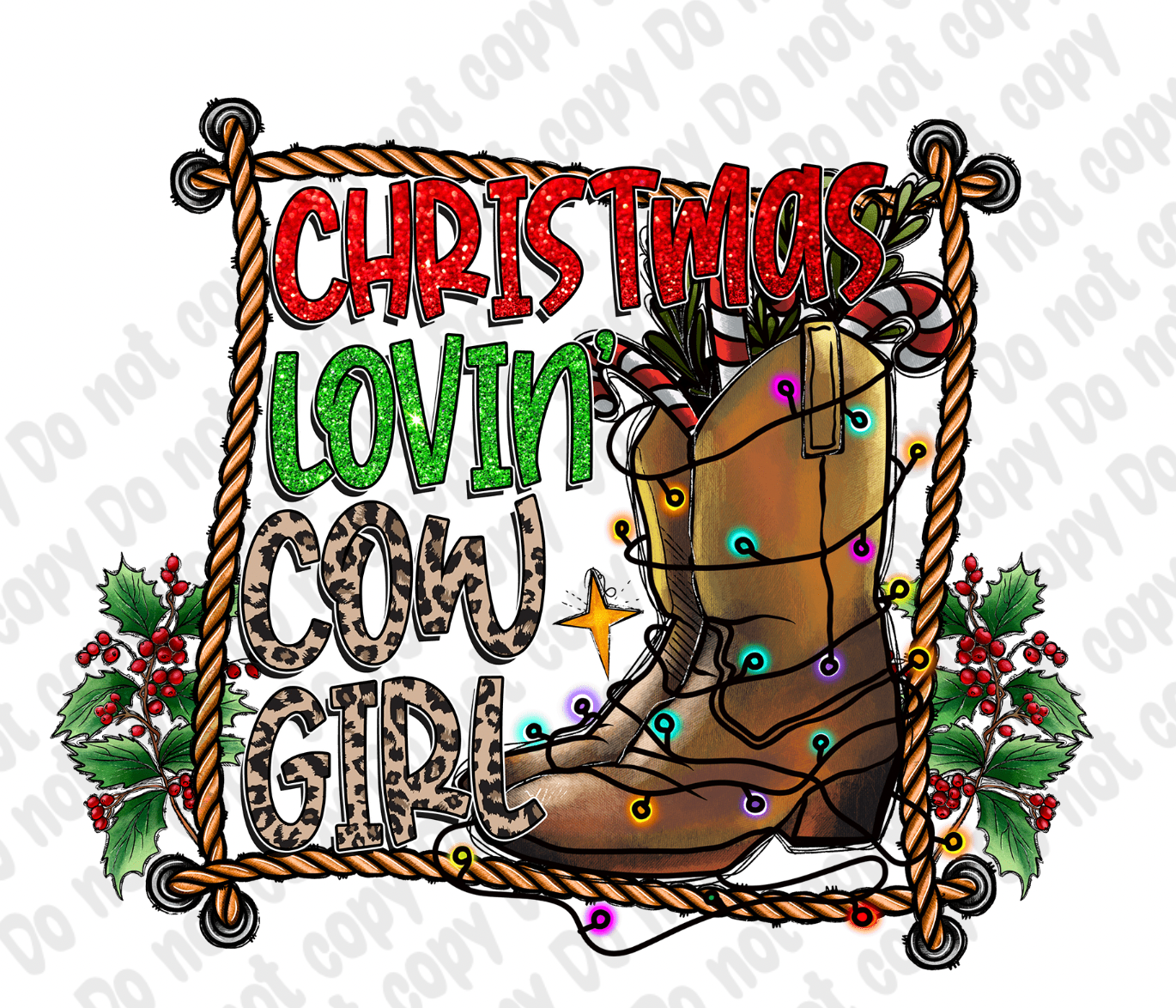 Christmas Lovin Cow Girl Transfer