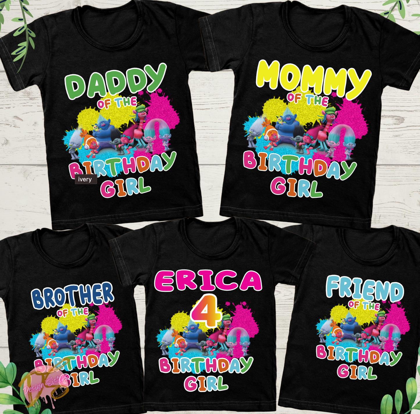 Trolls Birthday Family Bundle PNG File
