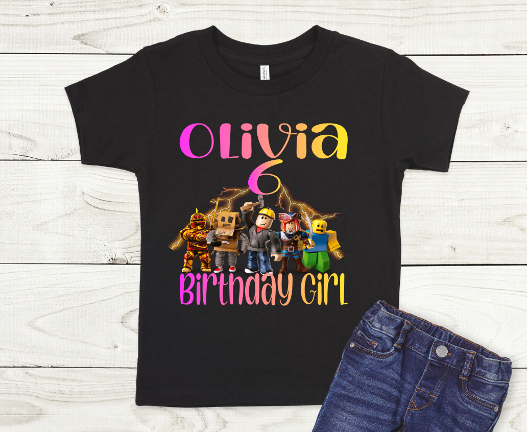 Roblox girl Theme Birthday Shirt – Design Sisters and Blanks
