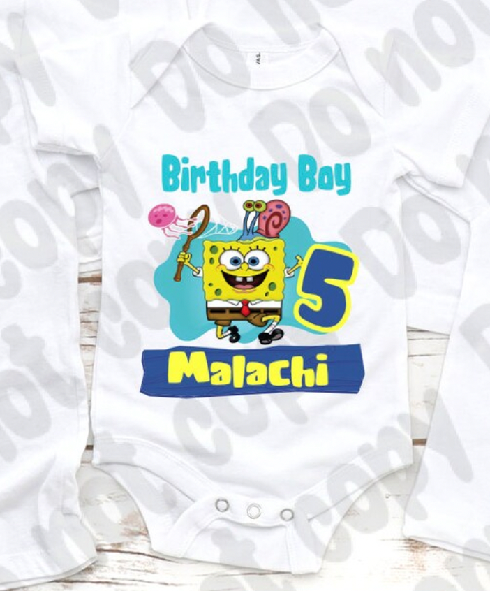 Sponge Bob boy Theme Birthday Shirt