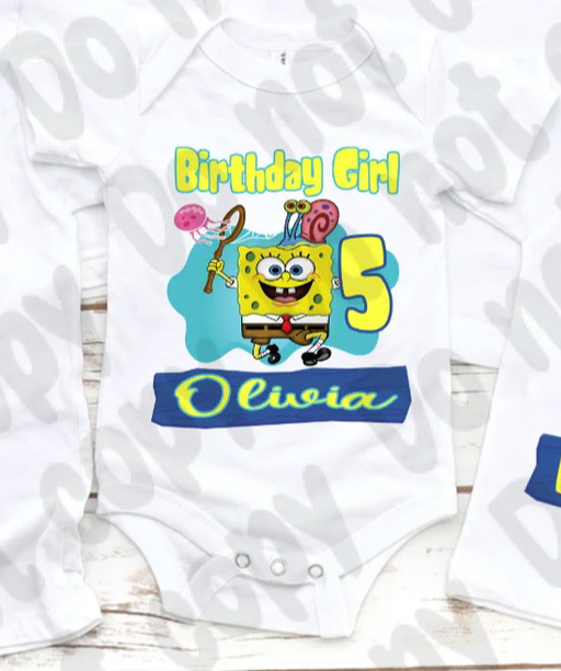 Sponge Bob girl Theme Birthday Shirt