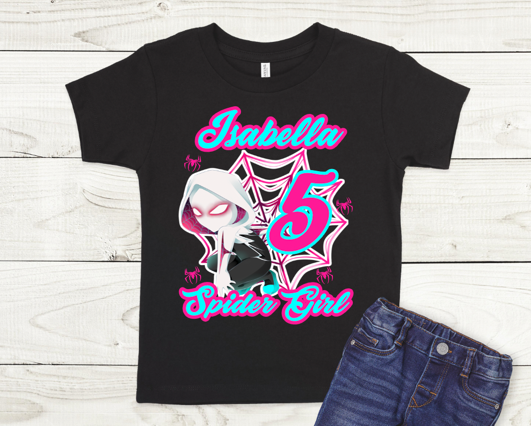 Spider Girl Theme Birthday Shirt