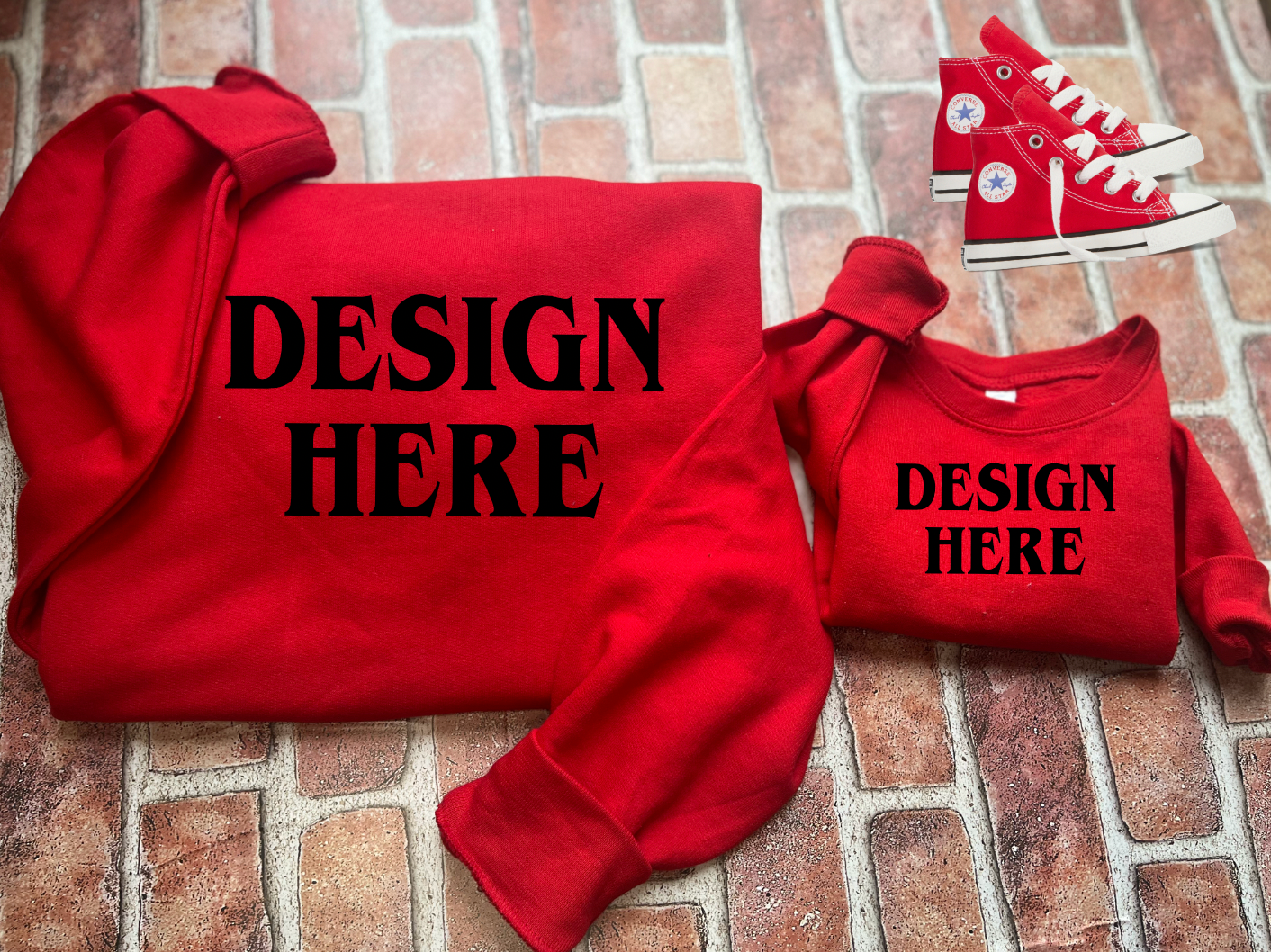 Red Gildan G180 Sweatshirt/Mama and Mini Everyday Mockup/ PNG File/ Hearts/ GILDAN /G180/