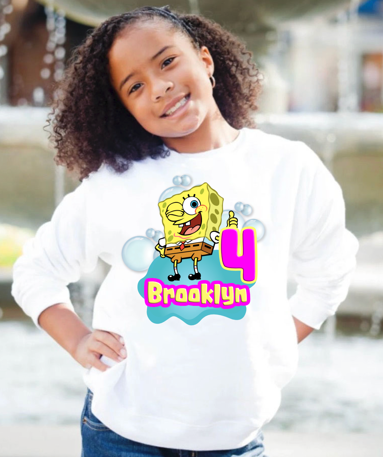 Bubble Sponge Birthday Girl with Numbers PNG File