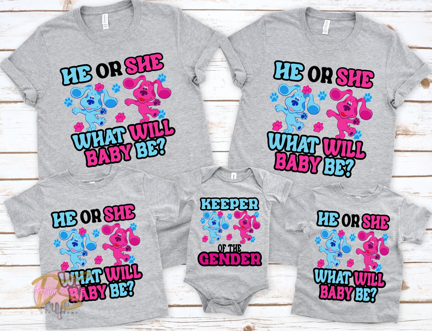 Blue and Magenta what will babe Be? / Gender Keeper Transfer (Light Color Shirt)