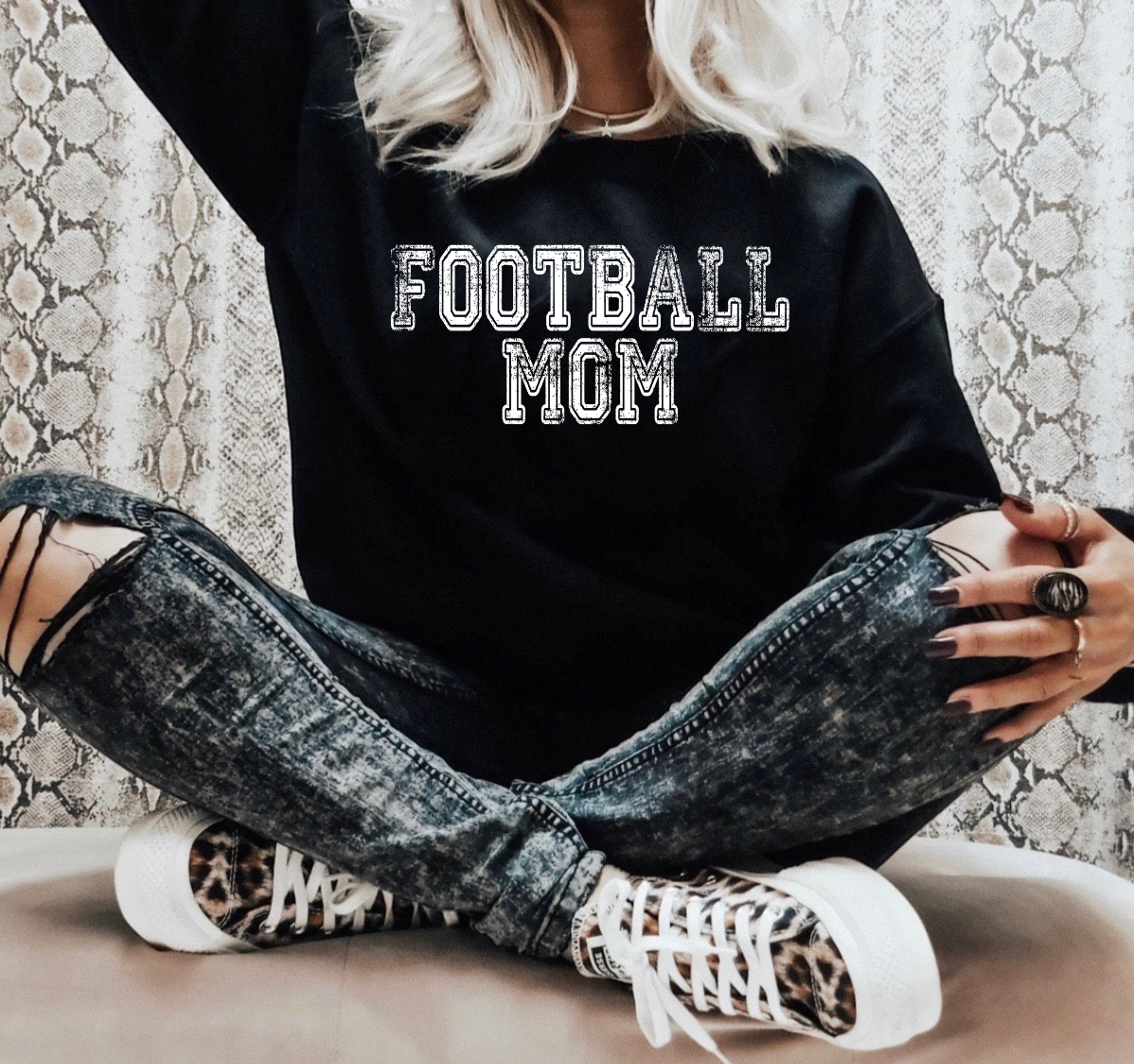 Football Mom Distressed Effect PNG file (2 color option)