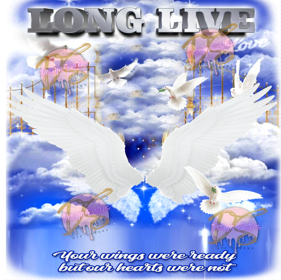 Long Live template, PNG Center T-shirt Design, Memorial, RIP Design, Funeral Background PNG, Sublimation, Rest In Paradise