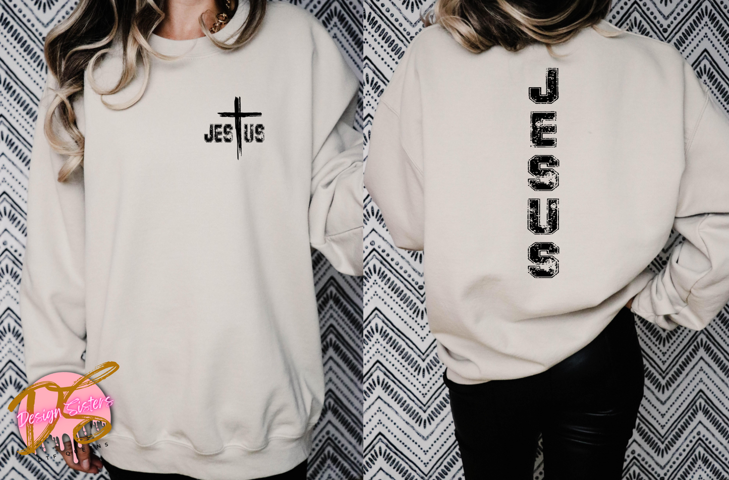 Distressed Effect Jesus Front and Pocket Design PNG only