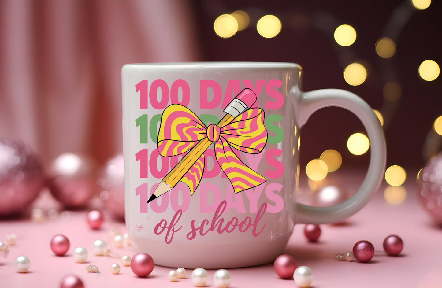 Bow & Pencil 100 Days of School UV Decals