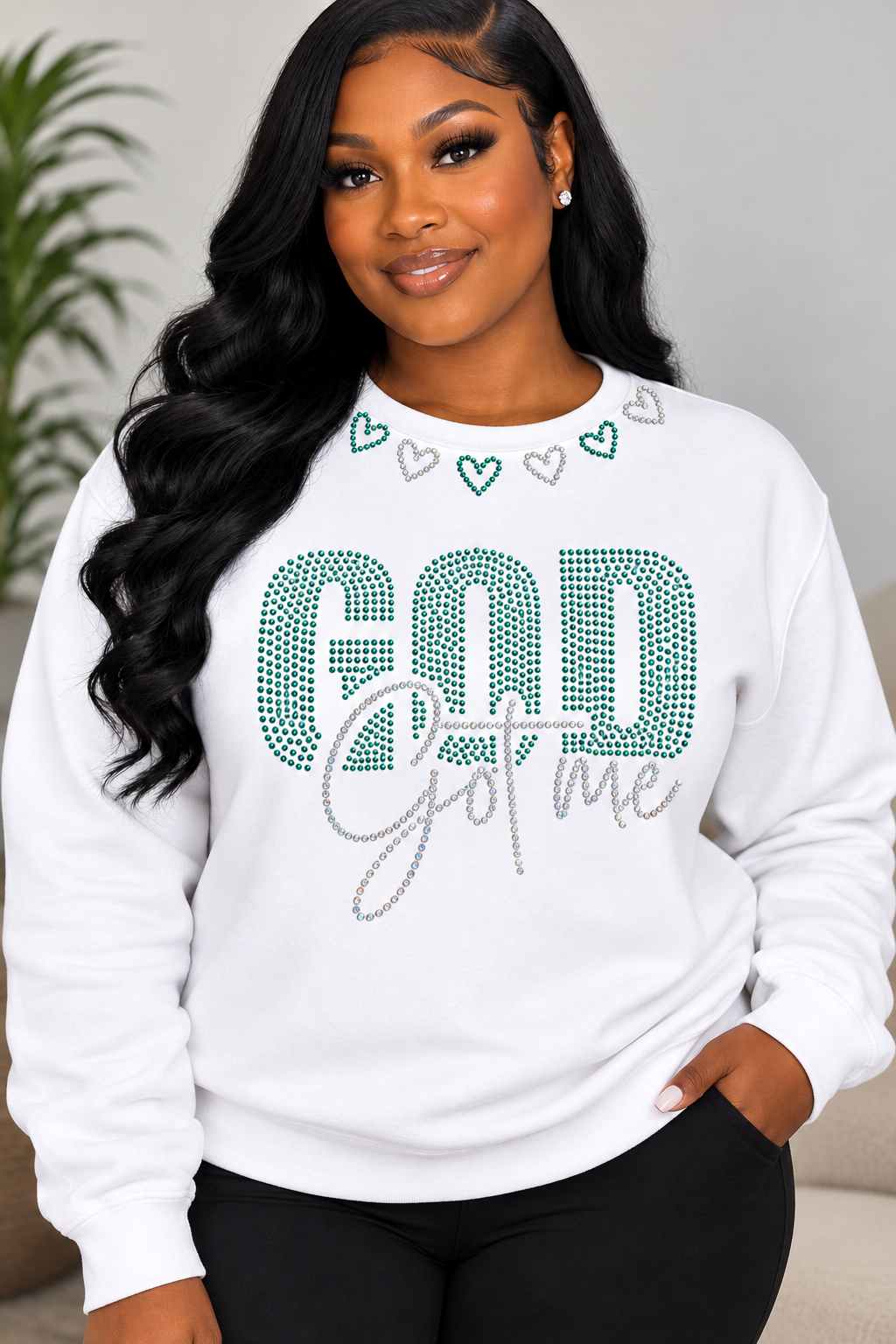 11 inch God Got Me Spangle Transfer, Heat Transfer