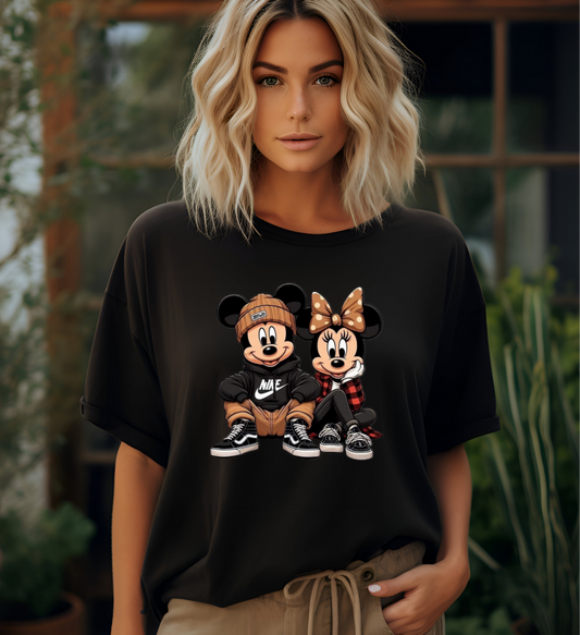 Mickey & Minnie with Brown DTF Transfers