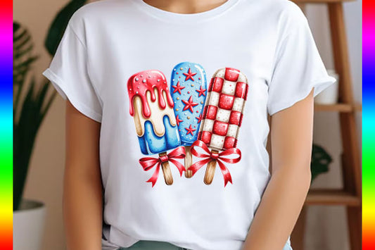 Patriotic Popsicle Ice Cream Summer DTF TRANSFER