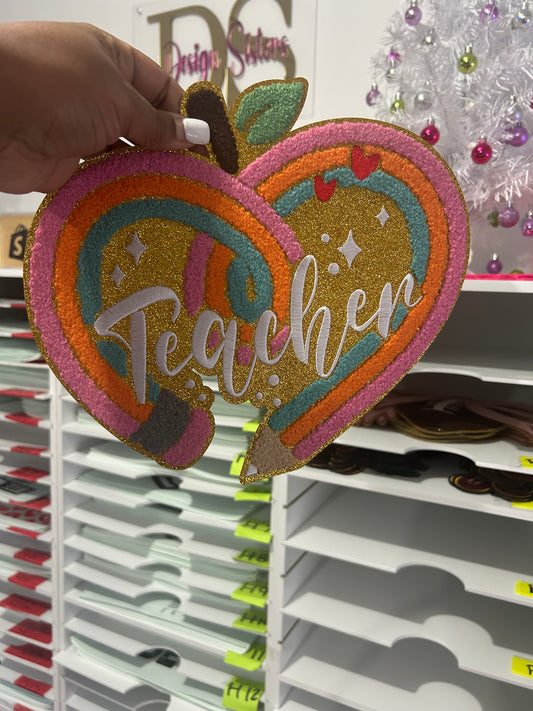 HEART TEACHER Chenille Patches