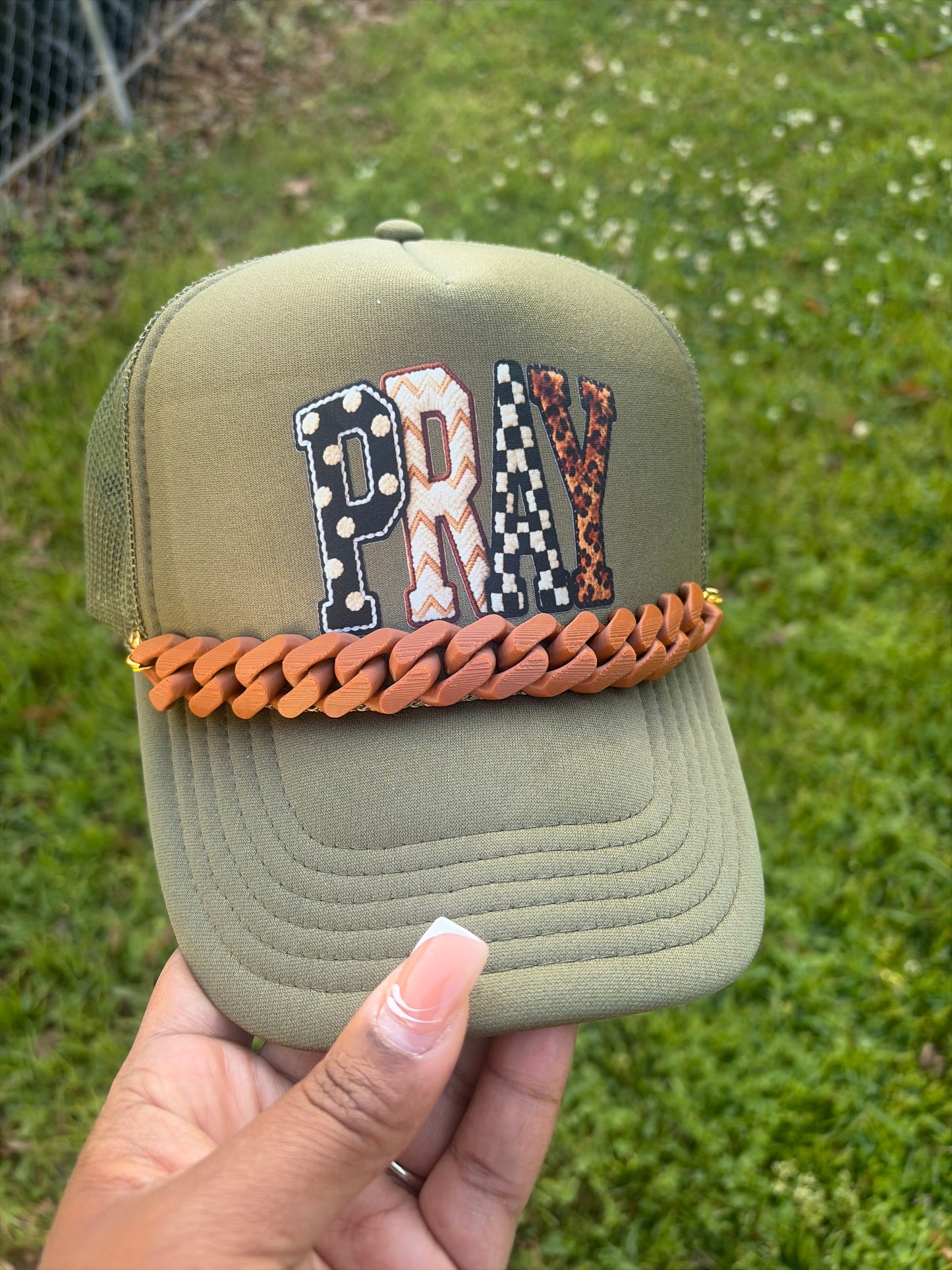 Pray Trucker Hat with Chain