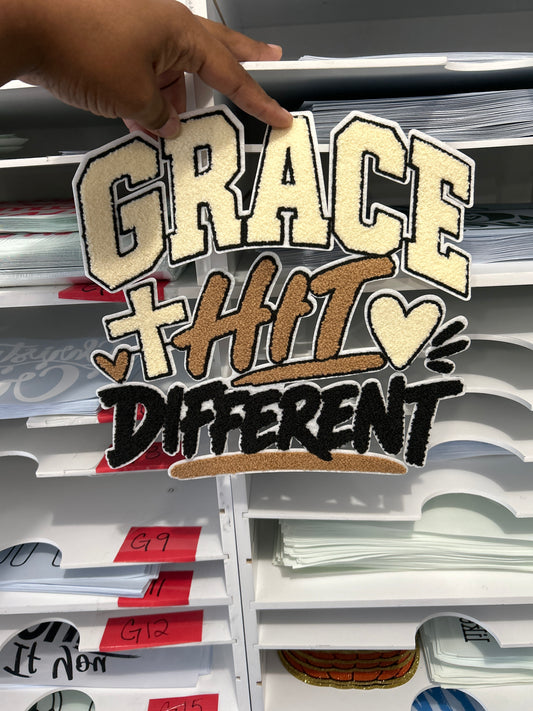 10.5 inch Grace Hit Different  Patch   | , Embroidered Patch