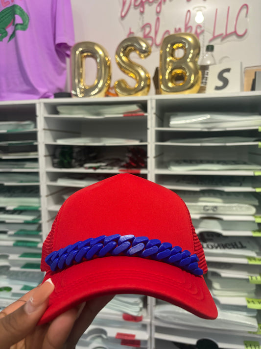 Blue Trucker Hat Chains, Junk Hat/ Junk Socks With Gold  Lobster Claw
