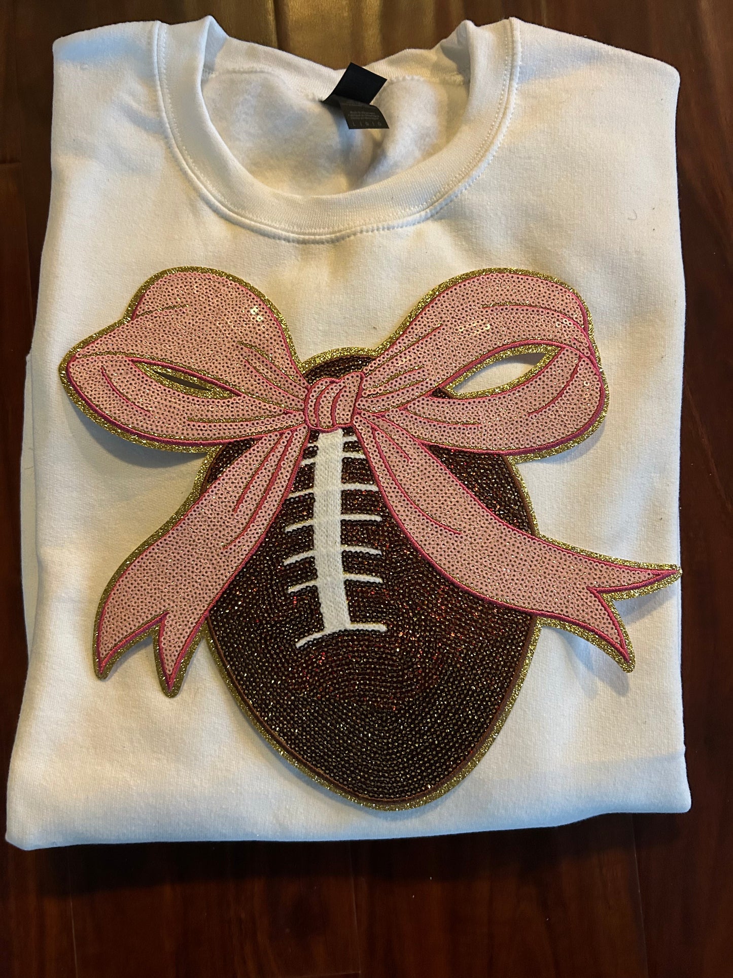 11 inch Football with Bow Chenille Patches