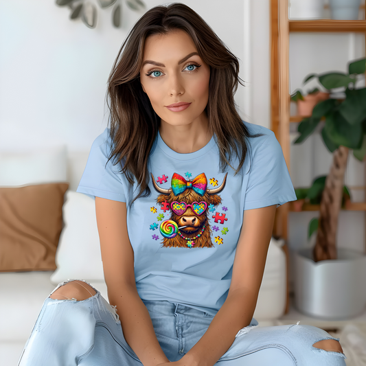 Autism Highland Cow DTF Transfer