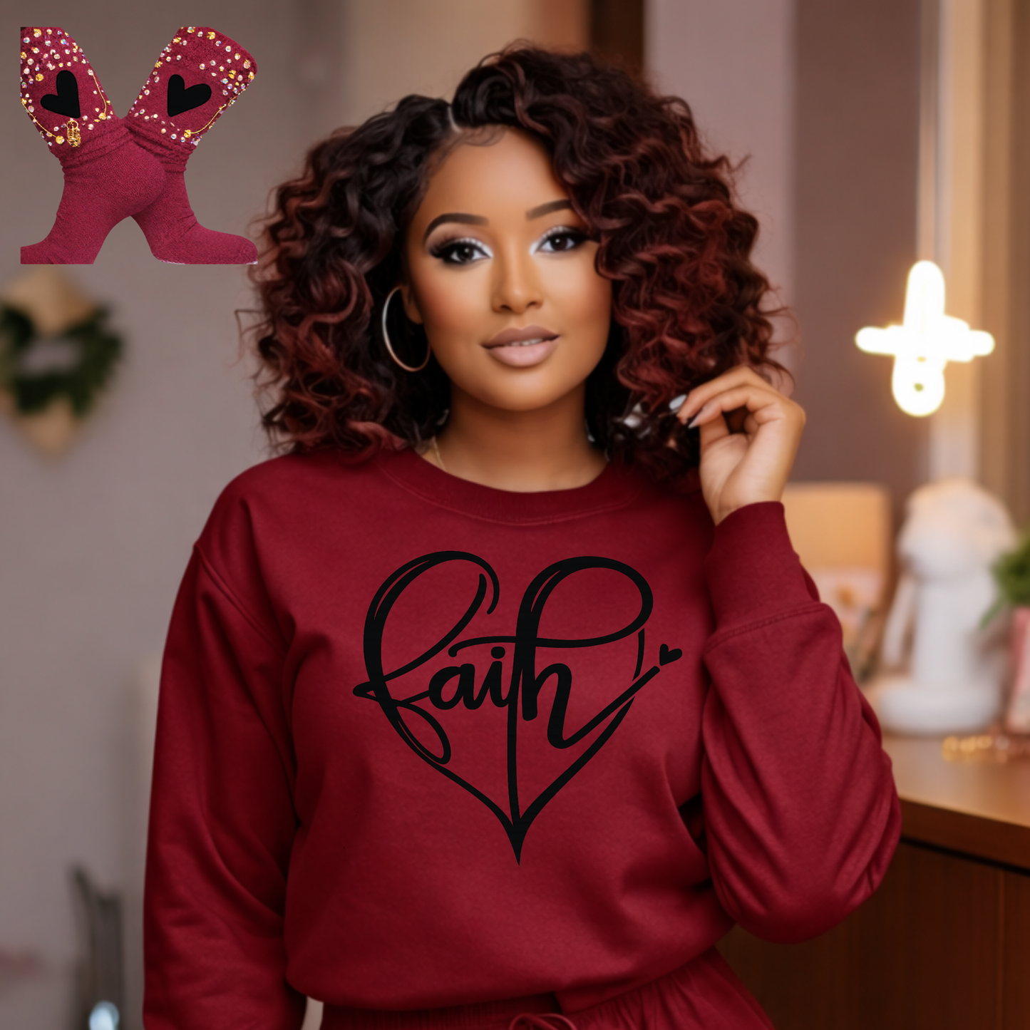 Faith with hearts Single Color Screen Prints | Hot Peel One Color for T-Shirt and more / Christian Base