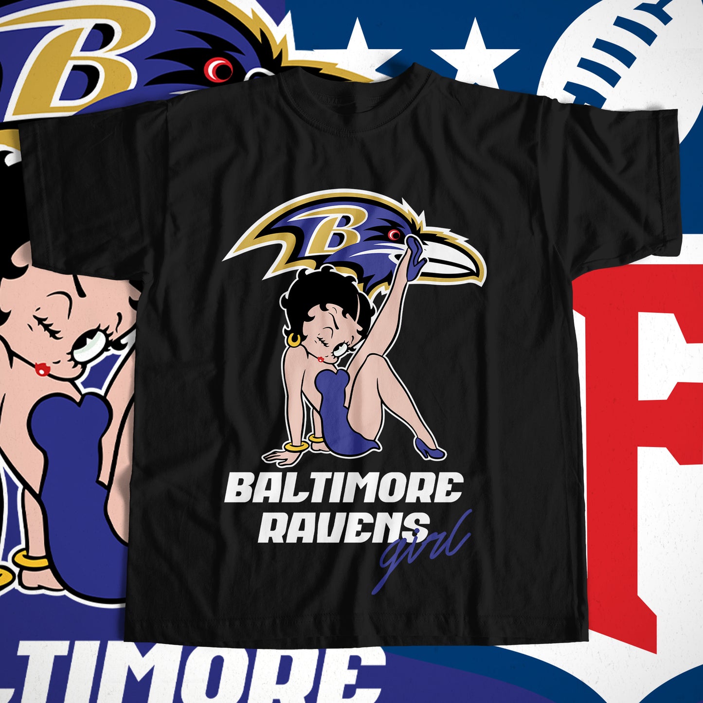 Betty Boop NFL Transfer Print Available in All Teams (All sizes Available)