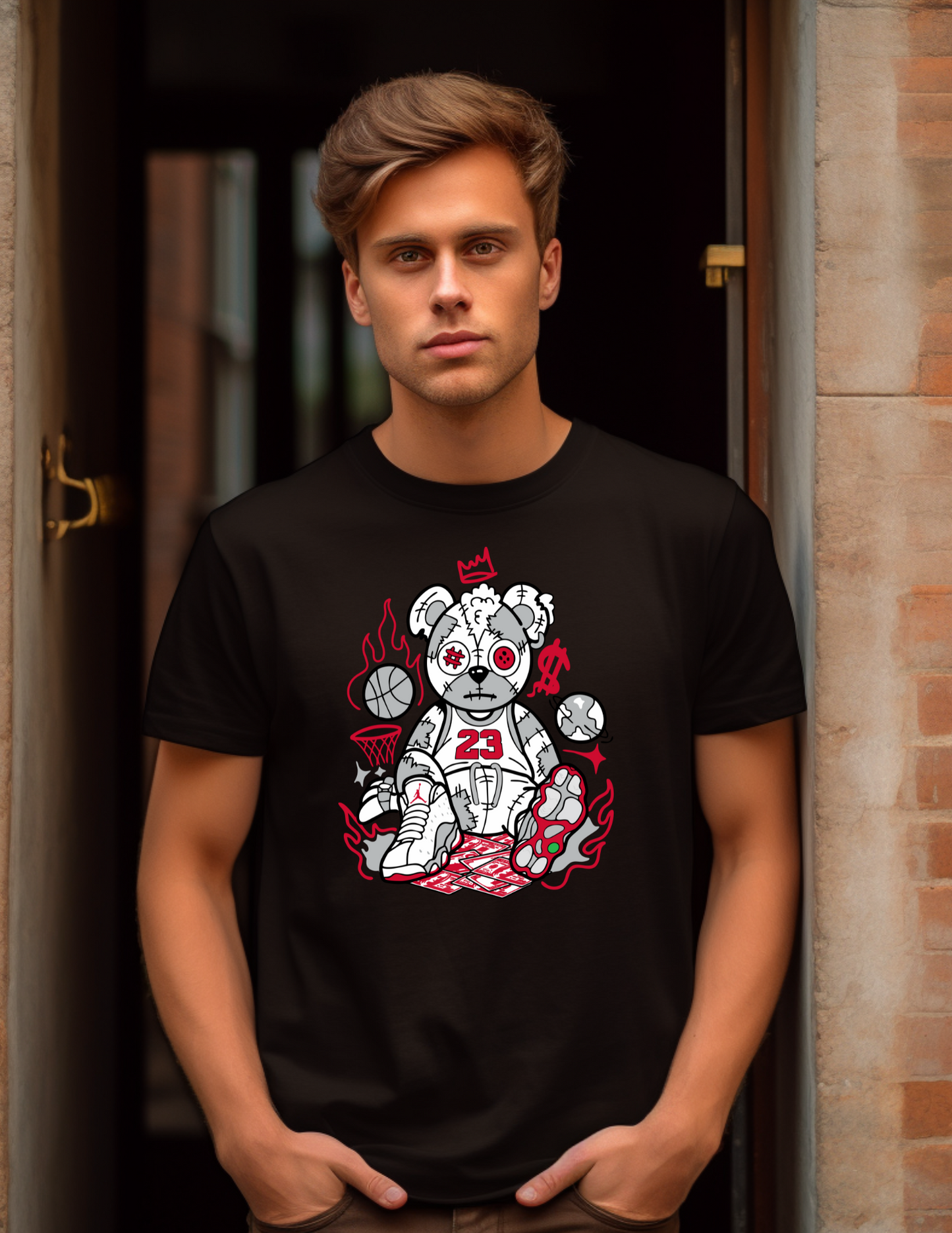 Red and Black retro Bear Transfer